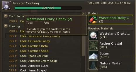 Wasteland Draky Candy Recipe (Transformation Candy - Elyos Only)